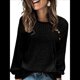 thumbnail image 2 of Blusas Tipo Túnica para Mujer, Cuello Redondo, Elegantes, con Encaje y Retazos, Blusas Informales, Suéteres. Negro M, 2 of 7