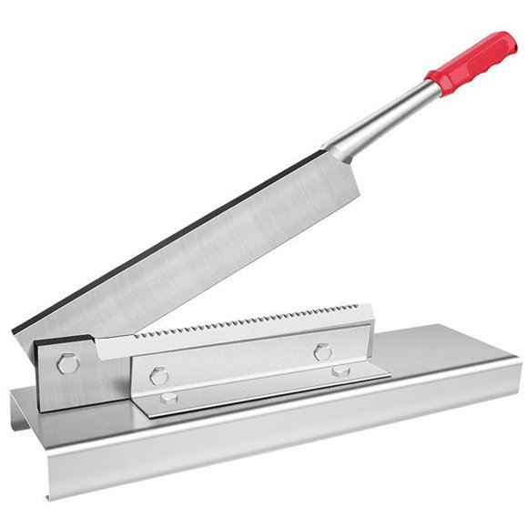 Trancheuse Manuelle à Viande Multifonction en Acier Inoxydable 40CR14 avec Lame en Acier au Manganèse de 25 cm, Poignée Ergonomique et Base Anti-Renversement - Idéale pour Trancher le Bœuf, le Poulet, le Bacon, le Maïs, les Légumes et les Fruits dans