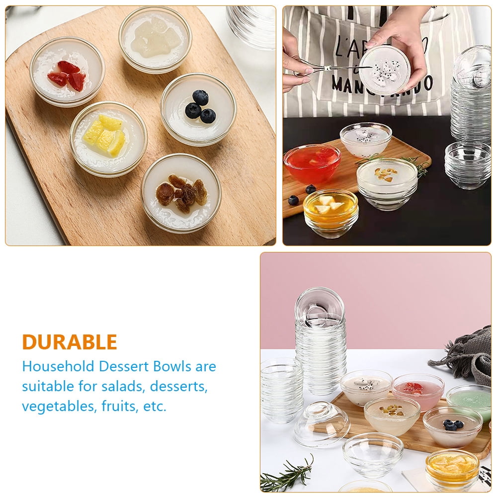 PBPBOX Transparent Glass Dessert Bowls for Home Easy to Clean and Perfect for Salads Desserts Fruits 10Pcs