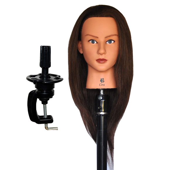 Hairztar Cheveux Humains 18 - 20 Pouces Tête de Mannequin Tête de Formation Coiffeur Tête de Manukin Cosmétologie (Cora+C (18 Pouces Pouces))