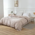 thumbnail image 2 of Move Over Taupe Ruffle Duvet Cover King Only Soft Washed Microfiber Bedding Set Ruffled Pattern No Filling, 2 of 10