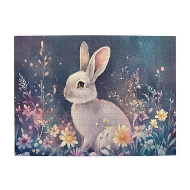 500 pcs jigsaw puzzles 500 pieces Lovely Rabbit,Challenging Brain Exercise,Charm Animal Art Rabbit Wooden Puzzle,Vibrant Colors,Great for Relaxation and Display for Puzzle Enthusiasts,Fun Puzzles