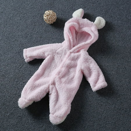

Newborn Baby Boy Girl Warm Bear Hooded Romper Jumpsuit Bodysuit Clothes Winter