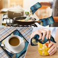 thumbnail image 4 of Blue Marble Gold Wave Pattern Kitchen Oven Mitt and Pot Holder Sets 4 Pcs for Baking, Cooking and Grilling, Heat Resistant Up To 392 °F, 4 of 7