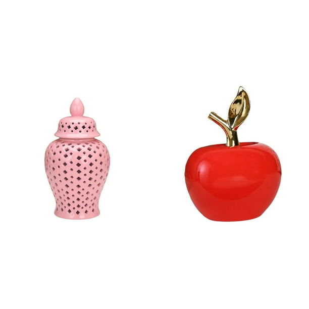 Jarrón De Jengibre De Porcelana Con Tapa Para Arreglos Florales Y Escultura De Frutas, Figura De Cerámica Para Decoración De Fiestas, Hogar, Sala De Estudio, Cafetería Y Vacaciones.