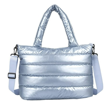 Wovilon Women s Tote Bag Large Shoulder Bag Tote Padded Winter Handbag Space Tote Bag Feather Shoulder Bag Shopping
