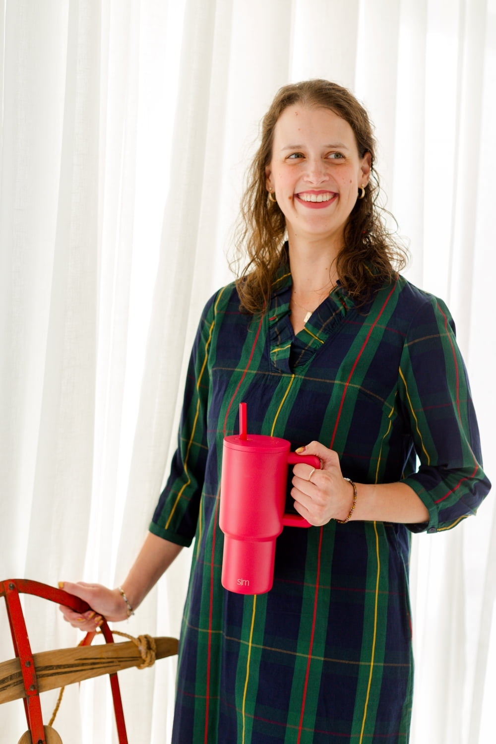 (4 pack) Simple Modern 30 fl oz Insulated Stainless Steel Trek Tumbler with Straw Lid | Holly Berry