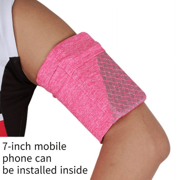 Universal sports armband for all mobile phones. Phone Armband for Running, Fitness and Gym Workouts Fits Phones up to 7" pink yarn S