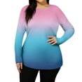 thumbnail image 3 of Plus Size Women's Long Sleeve Gradient Rash Guard Shirt UV Protection Quick-Dry Top for Water Sports Beach, 3 of 5