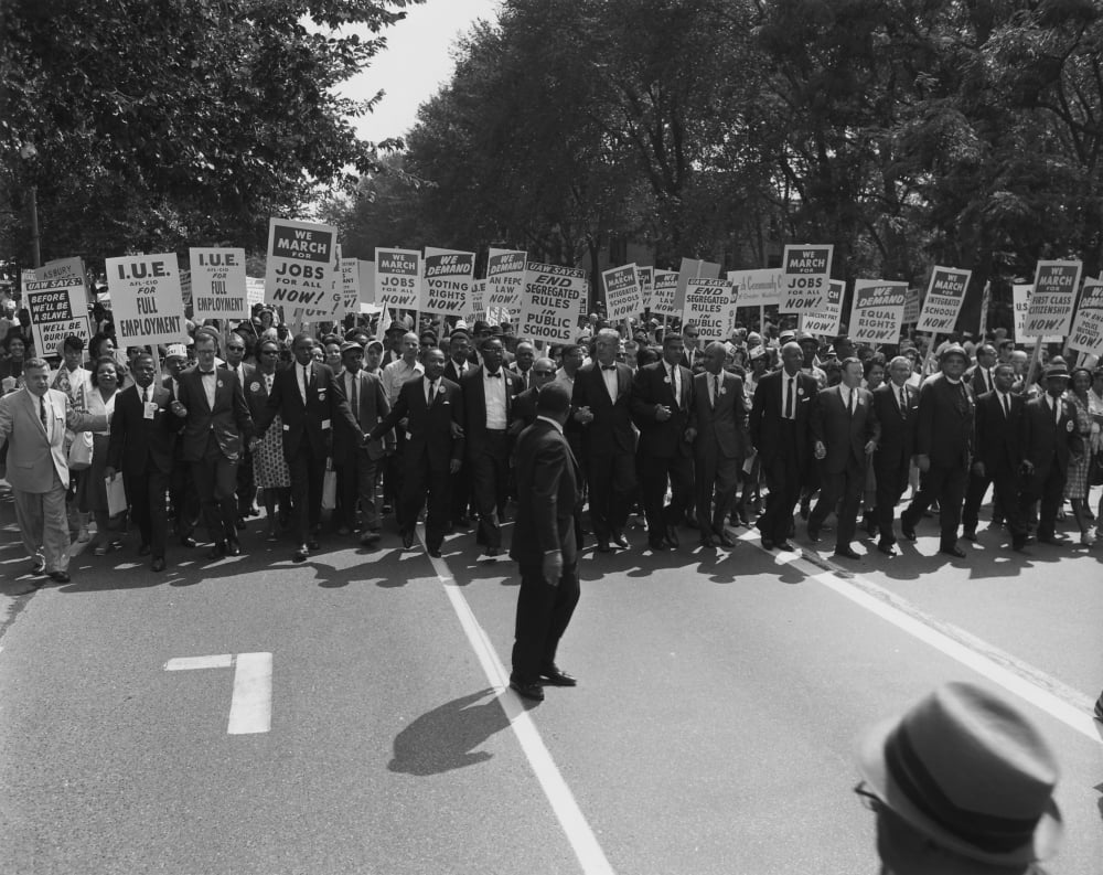 1963 March On Washington. Famous Civil Rights Leaders At The Front Of