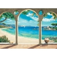 thumbnail image 2 of Dominguez, Robert 14x11 Black Ornate Wood Framed with Double Matting Museum Art Print Titled - Mediterranean Bay, 2 of 4