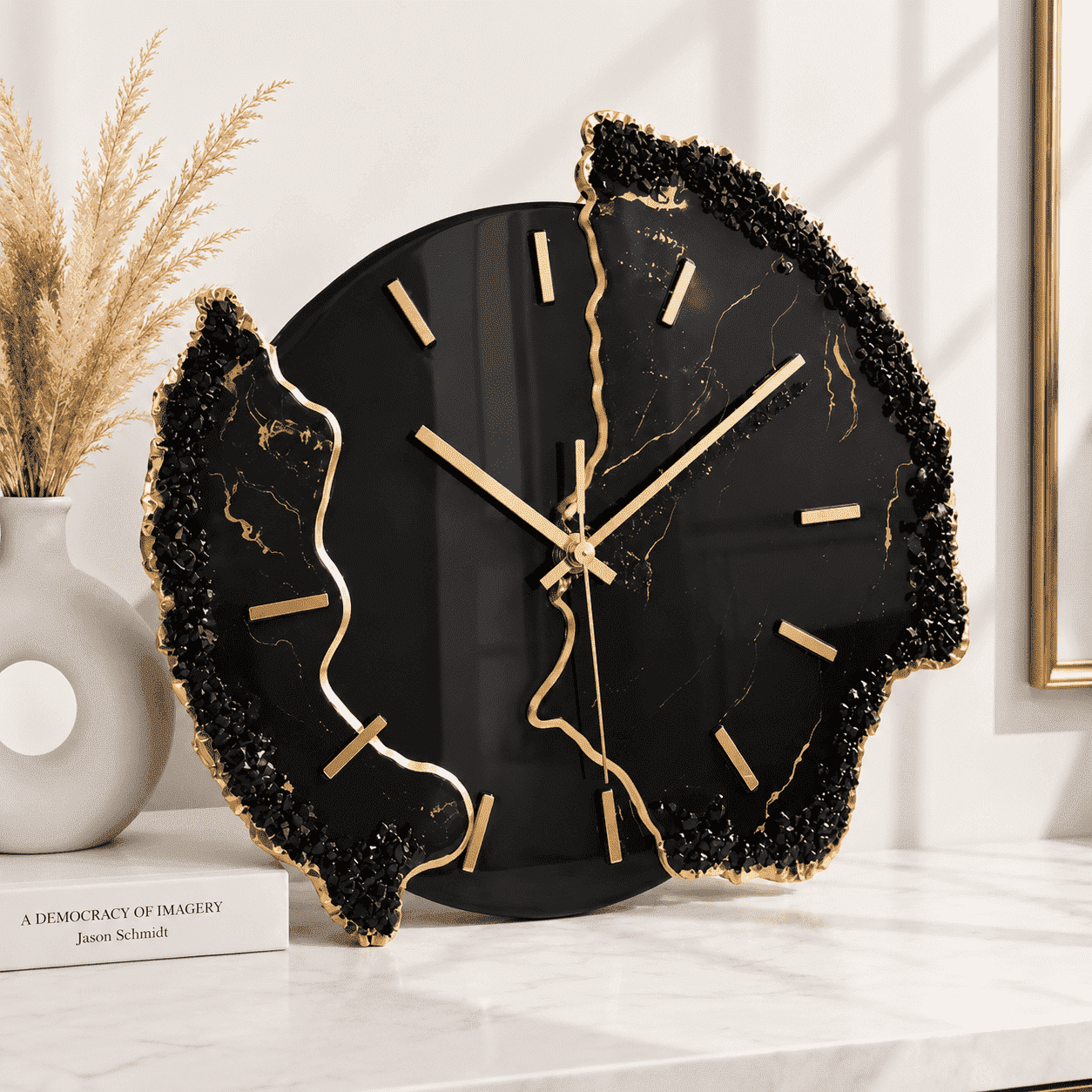 Celvora LLC Luxury Resin Wall Decor 16 in Quartz Modern Modern Luxury Home Decor Wall Clocks, Handmade