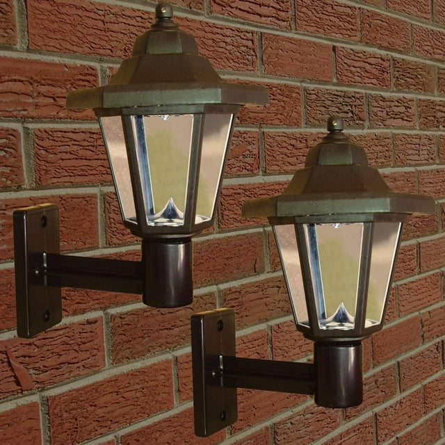 MesaSe 2 Pcs Lampe Murale à Énergie Solaire pour Extérieur, Patio, Cour, Jardin, Style Lampadaire, Étanche
