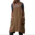 thumbnail image 4 of Lindbes Femmes S-5XL Taille Coton et Tablier en Lin Longue Circonférence Vêtements de Maison Lin en Vrac Longue Robe Robe d'Été, 4 of 7