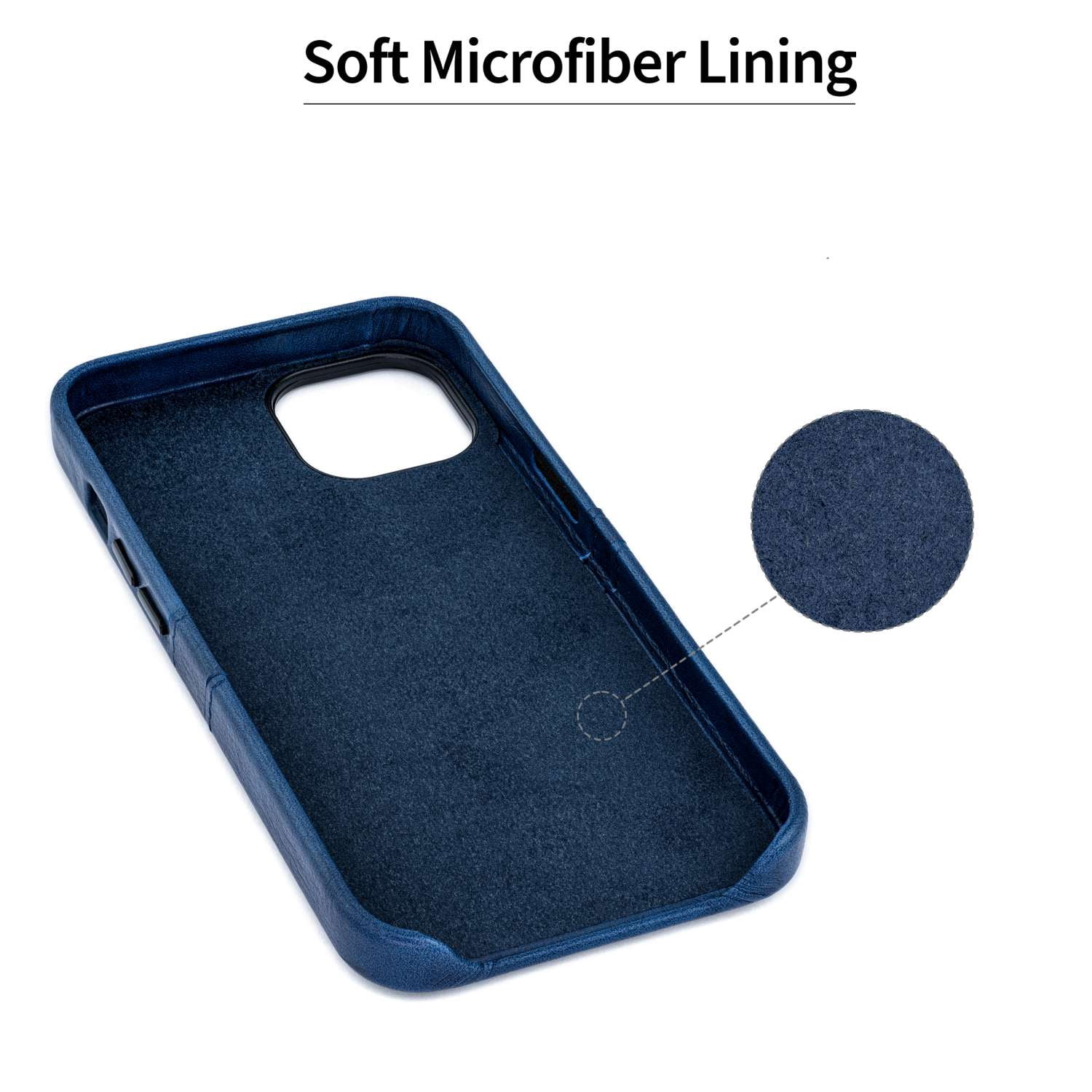 Dockem Card Case for iPhone 14 with Built-in Metal Plate for Magnetic Mounting & 2 Pockets: Exec M2 (Navy)
