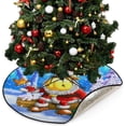 thumbnail image 5 of Coolnut Bull Santa Claus Christmas Christmas Tree Mats Waterproof Tree Skirt, Winter Snowy Forest Xmas Tree Stand Tray Mat Floor Protector Pad for Holiday Party Decoration, 28.3", 5 of 6