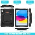 thumbnail image 5 of For iPad (A16) 11th/10th Gen 11/10.9 inch 2025/2022 Case, 360 Rotatable Handle Stand, Shoulder Strap, Drop-Proof Design, Black, 5 of 7