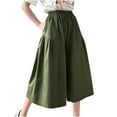 thumbnail image 2 of Tbopshirt Pants for Women Plus Size Women's Elastic Waist Solid Color Double Pocket Wide Leg Pant Skirt Suspended Cropped Pants Loose Causal Pants, 2 of 5