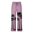 thumbnail image 3 of YOTMKGDO wide-Leg Baggy Mens Fashion Casual Small Printing Cotton And Linen Printed Linen Pocket Lace Up Pants Large Size Pants Casual Graphic Prints Pants for Men, Purple XL, 3 of 8