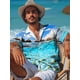 thumbnail image 2 of Camisa hawaiana náutica para hombre, camisa hawaiana de verano, camisa informal de vacaciones, camisa de manga corta con cuello vuelto, tela elástica, 2 of 5