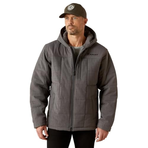 10062676 ARIAT MENS CRIUS HOODED INSULATED JACKET - SIZE: MEN L - GRAY HEATHER