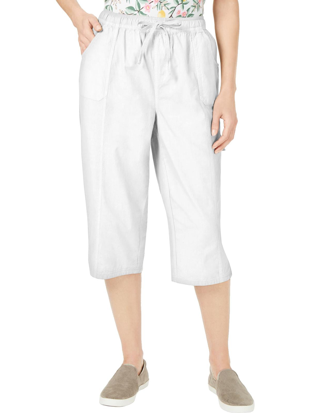 Karen Scott - Karen Scott Womens Cotton Comfort Waist Khaki Pants White ...