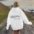 thumbnail image 2 of Arlun Fashion Letter Printed Hoodies for Women Loose Comfortable Long Sleeve Pullover Sweatshirt Casual Drawstring Preppy Hooded Tops with Pockets for Teen Girls White XL, 2 of 5