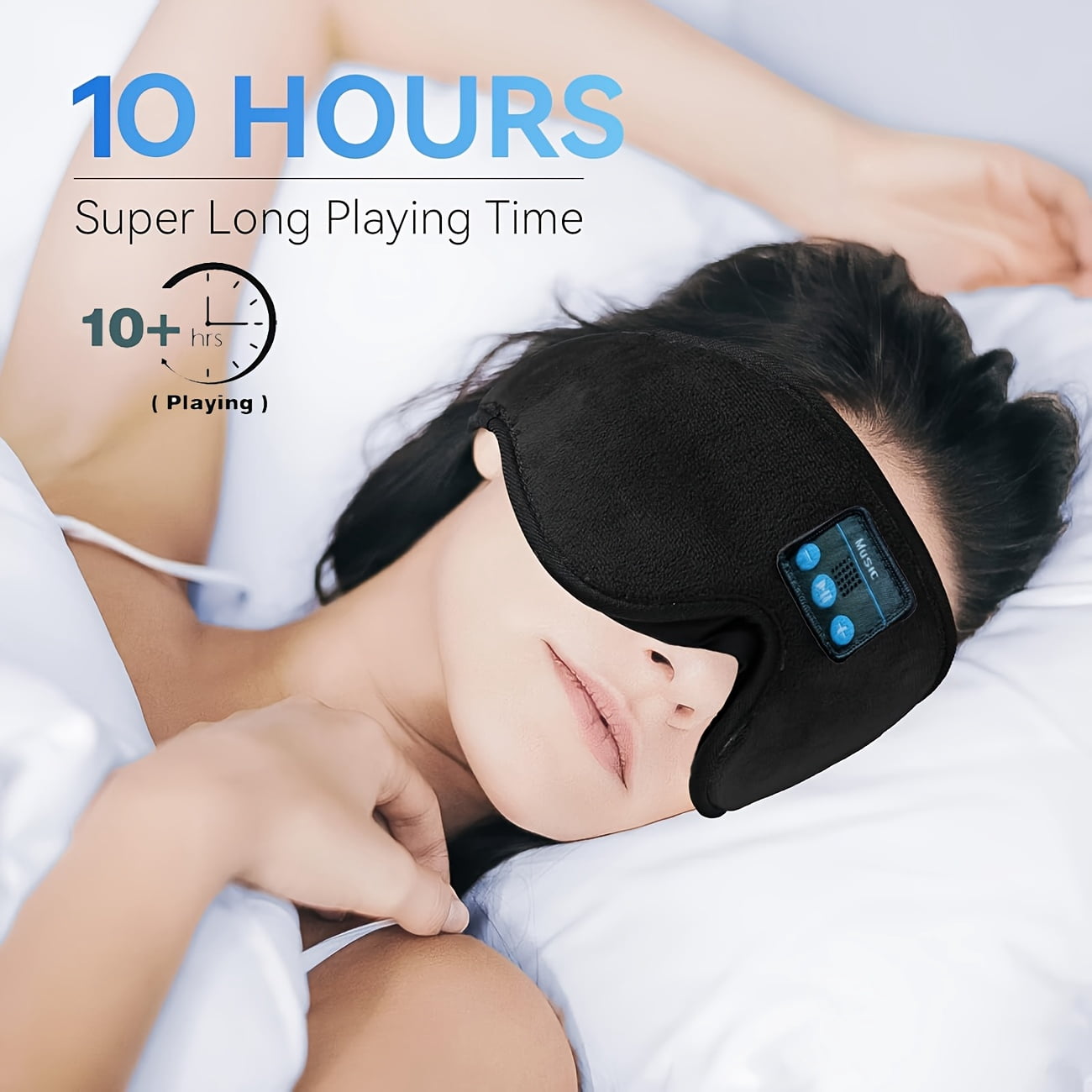 1pc 3D Wireless Sleep Mask with 5.2 BT Earphones, best sleeping mask, tpye-c charging cable inside, Wireless Music Eye Mask for men&women