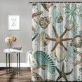 thumbnail image 2 of Creowell  Starfish and Seashells Shower Curtain, Weighted Bottom Vintage Beige Ivory Coral Conch Nautical Oncean Beach Bathroom Curtain Waterproof Fabric Machine Washable with Hooks White, 2 of 7