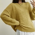 thumbnail image 5 of Olyvenn Oversized Sweater for Women Fall Winter Casual Slouchy Crewneck Long Sleeve Drop Shoulder Soft Knitted Pullover Tops Yellow Free Size, 5 of 6