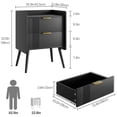 thumbnail image 2 of Mesa de noche moderna negra Aenuert con 2 cajones de almacenamiento, pequeña mesa de noche, mesa lateral de madera para sofá, para dormitorio, estudio y espacios pequeños, 2 of 9