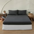 thumbnail image 4 of 100% Linen Fitted Sheet Stone Washed Solid Color - (1 Piece) 14 inch Deep Pocket Mattress Cover Soft Natural Breathable Farmhouse - Dark Grey, Queen Size, 4 of 7