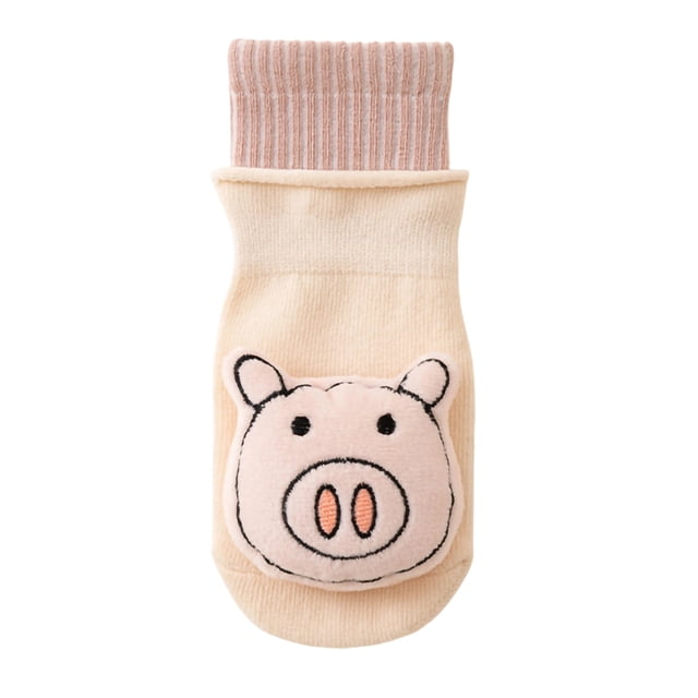 RXMEKW Non-Slip Grip Socks For Infants And Toddlers Mid-Calf Cute Decor Floor Socks Pink Size M