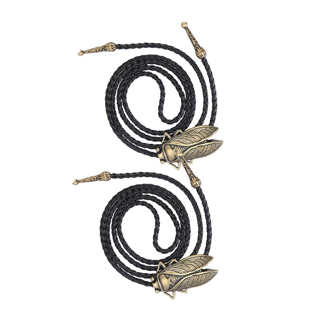 2 piezas Novetly Rodeo Western Cicada colgante Bolo Tie Black Leather Line Dance