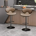 thumbnail image 5 of Bar Stools Set of 2, Faux Leather Bar Stools with Back, Chic Swivel Counter Stools with Footrest, Adjustable Kitchen Stools for Kitchen and Bars, Brown, 5 of 7