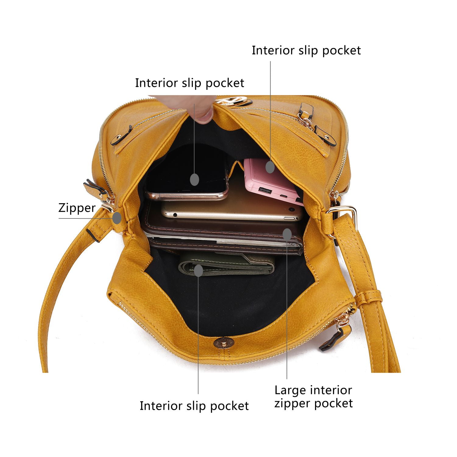 MAXWISE Women Zipper Pocket Crossbody Bag Shoulder Purse Fashion Travel Bag  with Multi Pockets (Black): Handbags