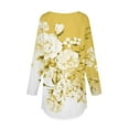 thumbnail image 5 of Tittly T Shirts for Women Tshirts Shirts Womens Blouses Casual Fall Tshirts Shirts Long Sleeve Cute Tops Floral Tunics Tops Crew Neck Sweatshirts Womens T Shirts Gym Clothes for Woman Yellow 3XL, 5 of 5