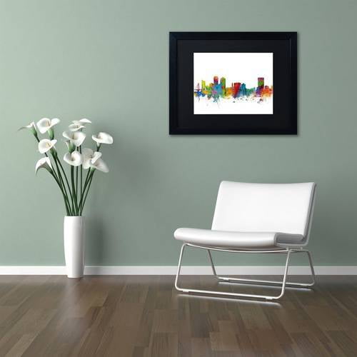 Trademark Fine Art 'Wichita Kansas Skyline' Canvas Art by Michael Tompsett, Black Matte, Black Frame