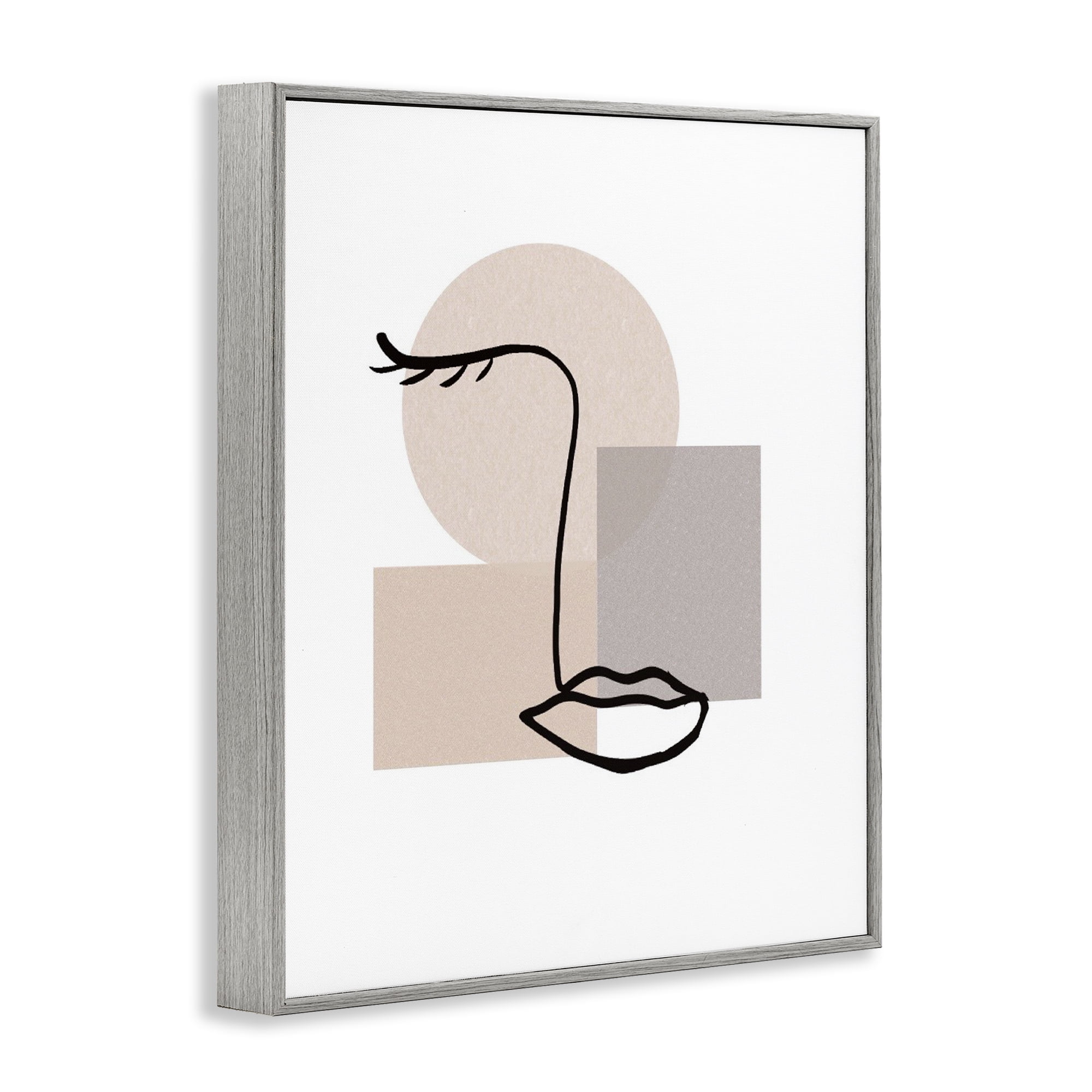 Stupell Industries Minimal Face Portrait Abstract Painting Gray Framed Art Print Wall Art, 11 x 14