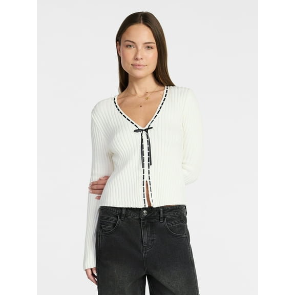 Madden NYC Women's Tie Front Top with Long Sleeves, Sizes XXS-XXL