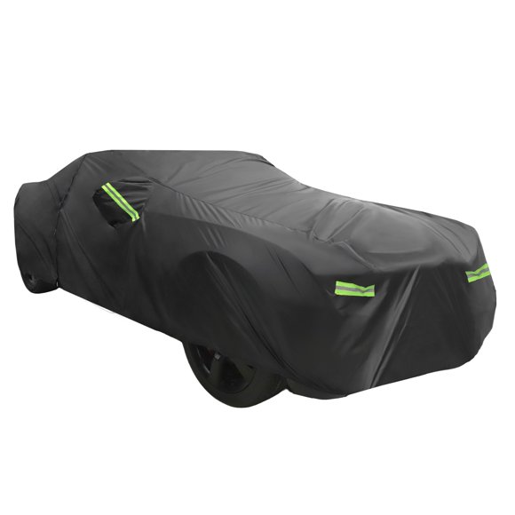 Unique Bargains Waterproof Car Cover 210Dpu Cover All Weather Full Car Cover with Door Zipper for Outdoor Windproof Sun Rain Protection Black for Dodge Challenger 2008-2023
