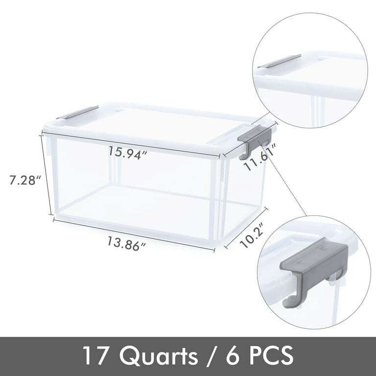 6pcs Stackable Clear Organizer Bins Large Durable Storage Bins for