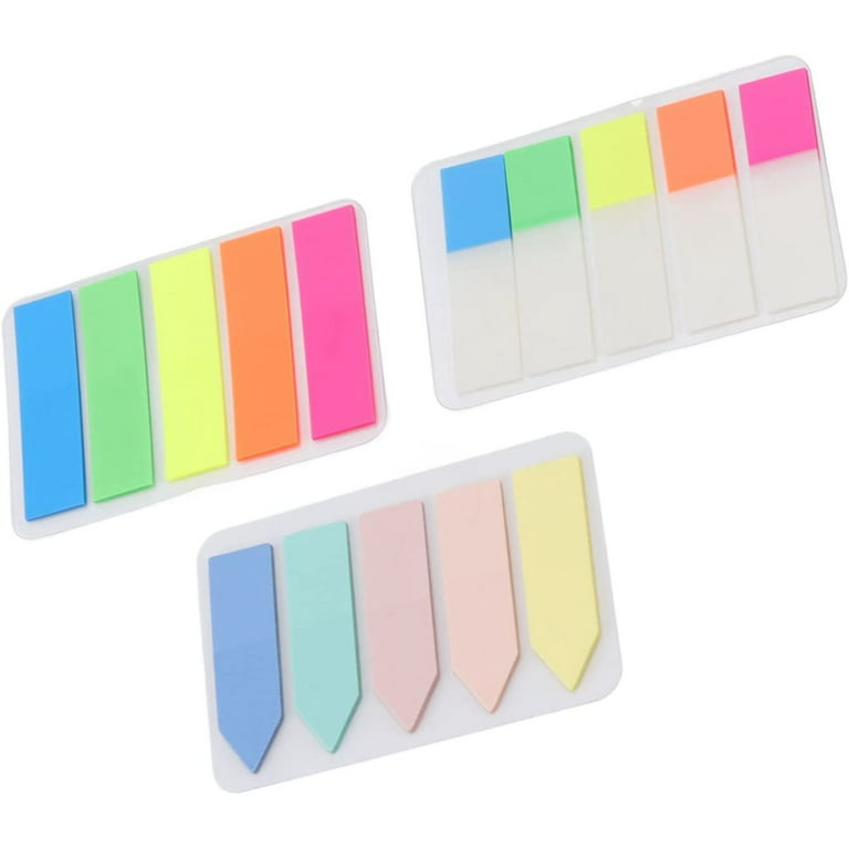 Page Markers Index Tabs, 15Packs Reusable Durable Key Marking Iridescent  Index Flag Transparent Design 5 Bright Colors for Office