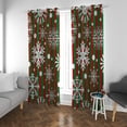 thumbnail image 3 of Coolnut Window Curtain Panels Snowflakes with Green and Red Stripes Grommet Top Room Darkening Thermal Insulated Blackout Window Treatment Drapes 2 Panels W55 x L84 In, 3 of 6