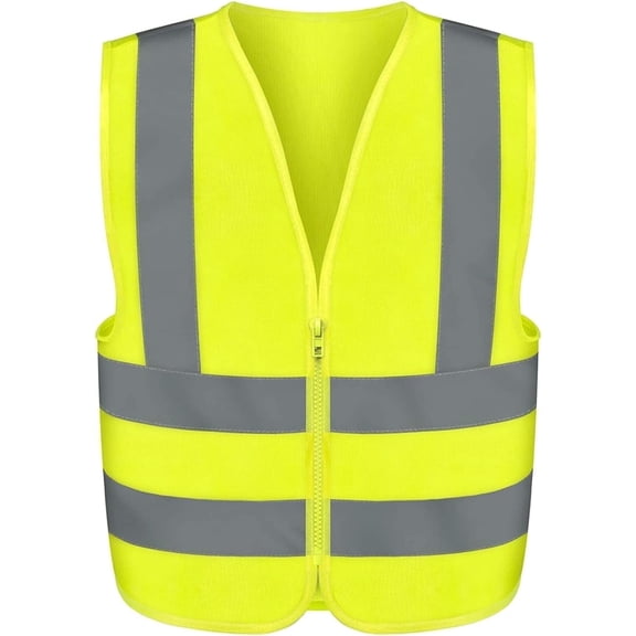 NEIKO Safety Vest, 2 Pockets, High Visibility Vest, Reflective Strips, Neon Yellow Vest, Zipper Front, Reflective Vest For Men & Women, Work Vest, Security Vest & Hi Vis (5XL for Adults, 54085A)
