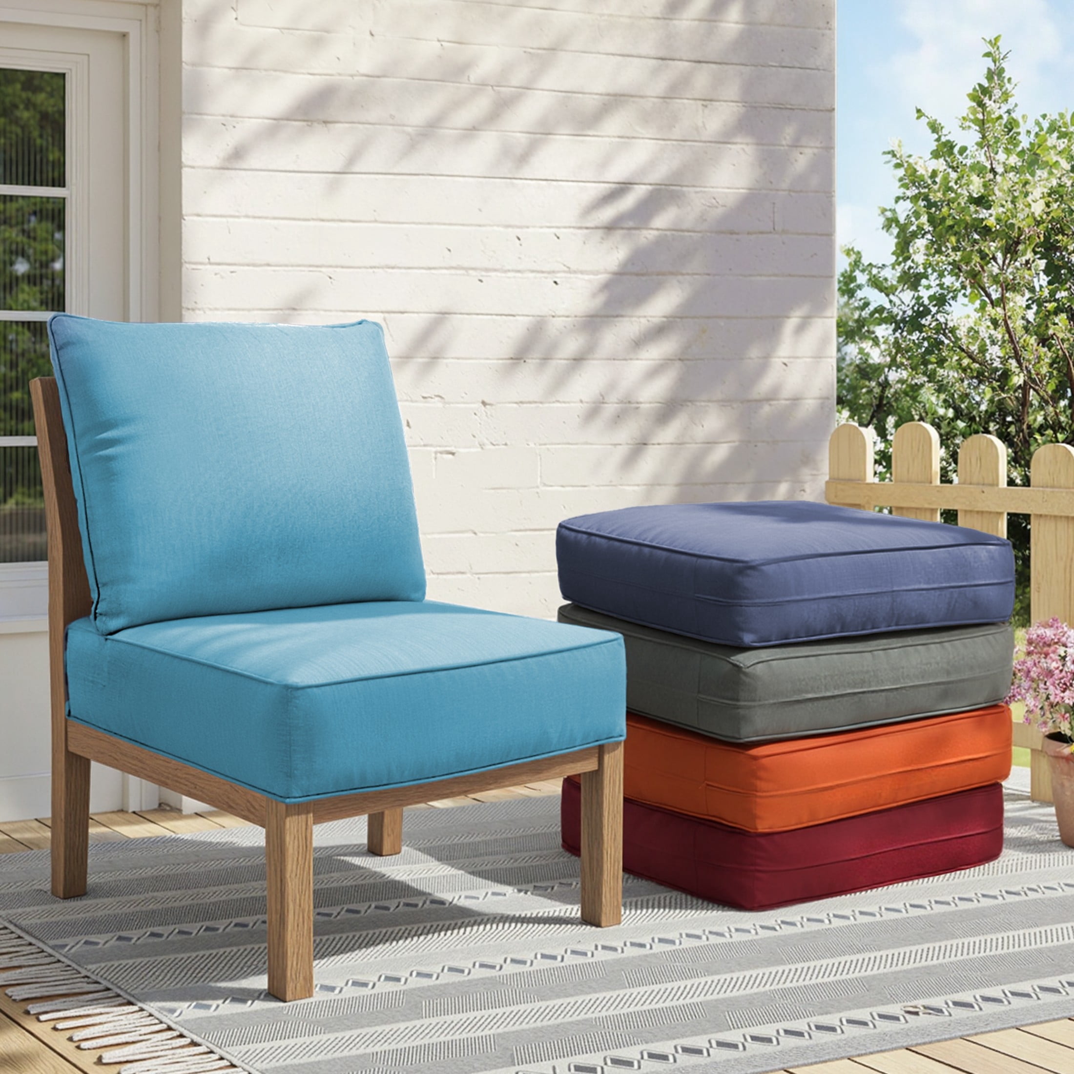 Unnifurnzi Outdoor Chair Cushions-24 x 24 x 6 Inch Patio Furniture Cushions with Water Resistant & Removable Cover Patio Cushions for Outdoor Furniture Chair Sofa Couch-Light Blue