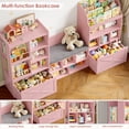 thumbnail image 5 of Homfa Kids Bookcase with Reading Nook, 75" W Kids Toy Storage Organizer with 2 Drawers, Kid Bench for Playroom Kids Room Living Room, Pink, 5 of 7