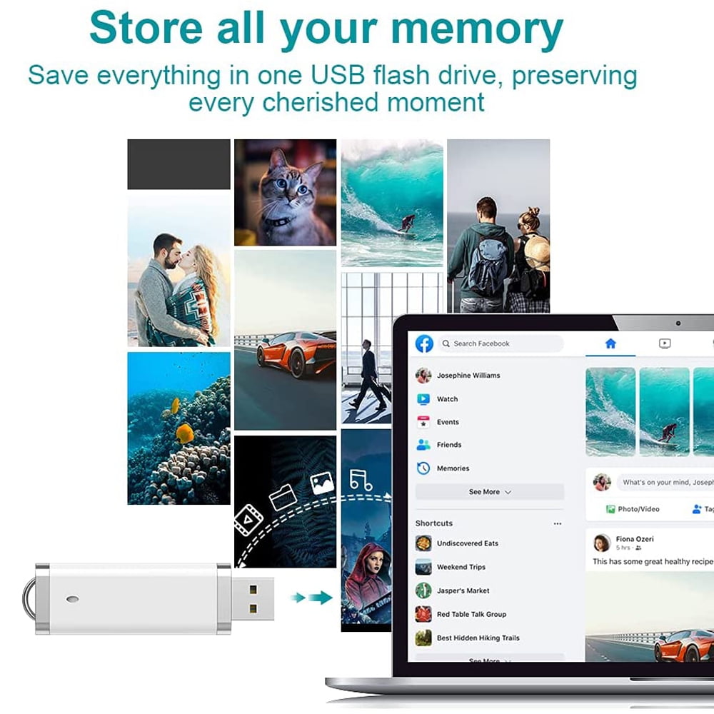 10 Pack 8GB USB Flash Drive 2.0 with Indicator Light KEXIN Thumb Drive Pen Drive for Computer White