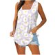 thumbnail image 1 of Puntoco Camiseta holgada cómoda con estampado de moda para mujer con cuello cuadrado y sin mangas, 1 of 5