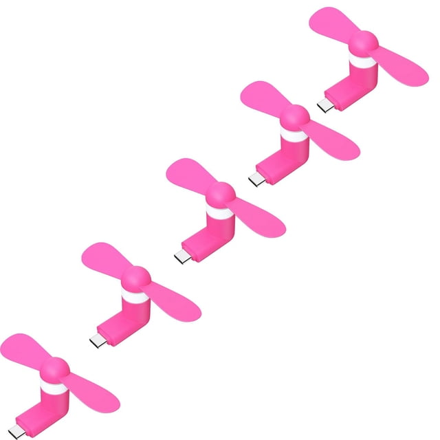 Mini Ventilador Rosa BlitzPink 5Pzas Rosa 5W Silicón+Plástico Ventilador USB-C.